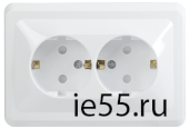 РСш12-3-ВБ Розетка 2местн. с з/к c защ.штор. 16А ВЕГА (белый) IEK