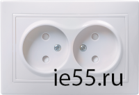 РСш12-2-ККм Розетка 2местн. без з/к с защ.штор. 10А КВАРТА (кремовый)