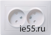 РСш12-2-КБ Розетка 2местн. без з/к с защ.штор. 10А КВАРТА (белый)