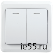 ВС10-2-1-ВБ Выключатель 2кл 10А с инд. ВЕГА (белый) IEK