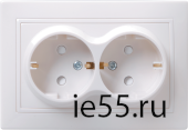 РСш12-3-ККм Розетка 2местн. c з/к с защ.штор. 16А КВАРТА (кремовый)