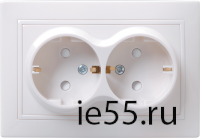 РСш12-3-ККм Розетка 2местн. c з/к с защ.штор. 16А КВАРТА (кремовый)