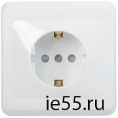 РСш10-3-ВБ Розетка 1местн. c з/к c защ.штор. 16А ВЕГА (белый) IEK