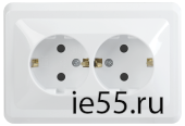 РС12-3-ВБ Розетка 2местн. с з/к без защ.штор. 16А ВЕГА (белый) IEK
