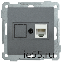 РК11-1-Б Розетка компьютерная RJ45 Cat6 BOLERO антрацит IEK