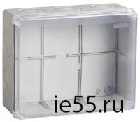 Коробка КМ41277 распаячная для о/п 240х195х165 мм IP44 (RAL7035, прозр. кр., кабельные вводы 5 шт)