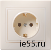 РС10-3-ККм Розетка 1местн. c з/к без защ.штор. 16А КВАРТА (кремовый)