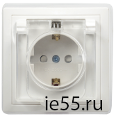 РСбш10-3-ККБ-44 Розетка 1местн. c з/к с защ. штор. с кр. керамика IP44 16А КВАРТА (белый) IEK