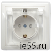 РСбш11-3-ККБ-44 Розетка 1местн. c з/к с защ. штор. с бол. кр. керамика IP44 16А КВАРТА (белый) IEK