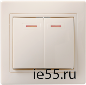 ВС10-2-1-ККм Выключатель 2кл с инд. 10А КВАРТА (кремовый)